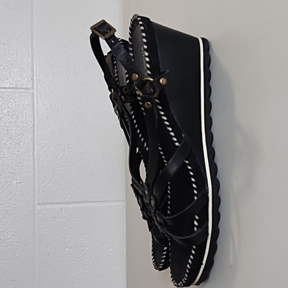 Aerosoles What's What Black Wedge Sandal anti slip sole whip stitching 7.5 - Picture 14 of 15